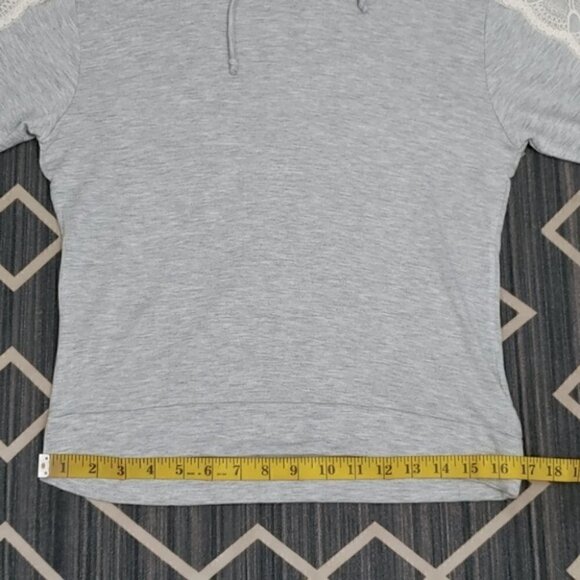 NWT FLORA NIKROOZ gray lace loungewear hoodie sweatshirt - Picture 13 of 16